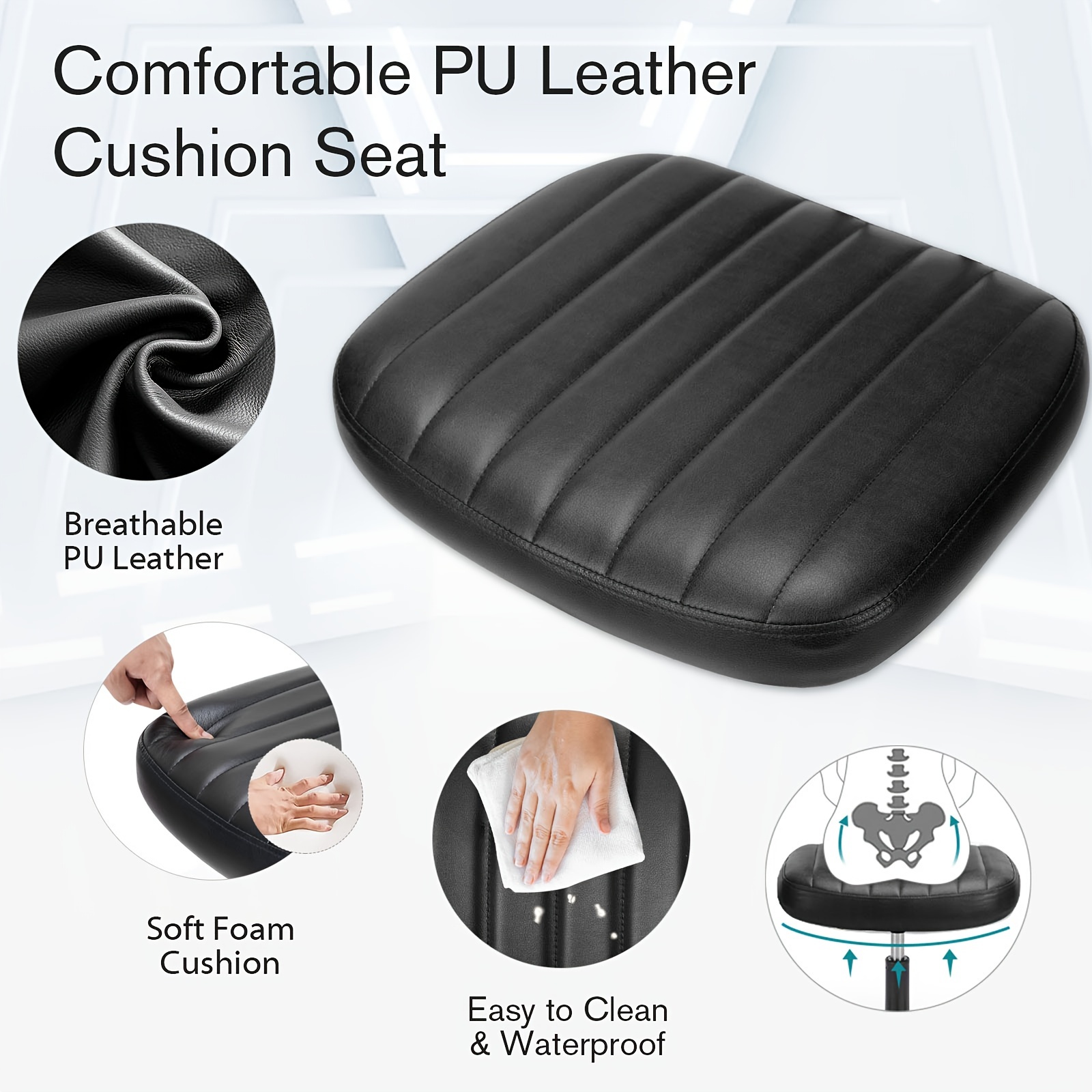 Small Desk Chair Armless, Comfortable Office Chair with Wheels, Rolling Task Chair with Low Back Lumbar Support, Vanity Chair for Bedroom Living Room Study Room, PU Leather 15 Small Desk Chair Armless, Comfortable Office Chair with Wheels, Rolling Task Chair with Low Back Lumbar Support, Vanity Chair for Bedroom Living Room Study Room, PU Leather - Image 15