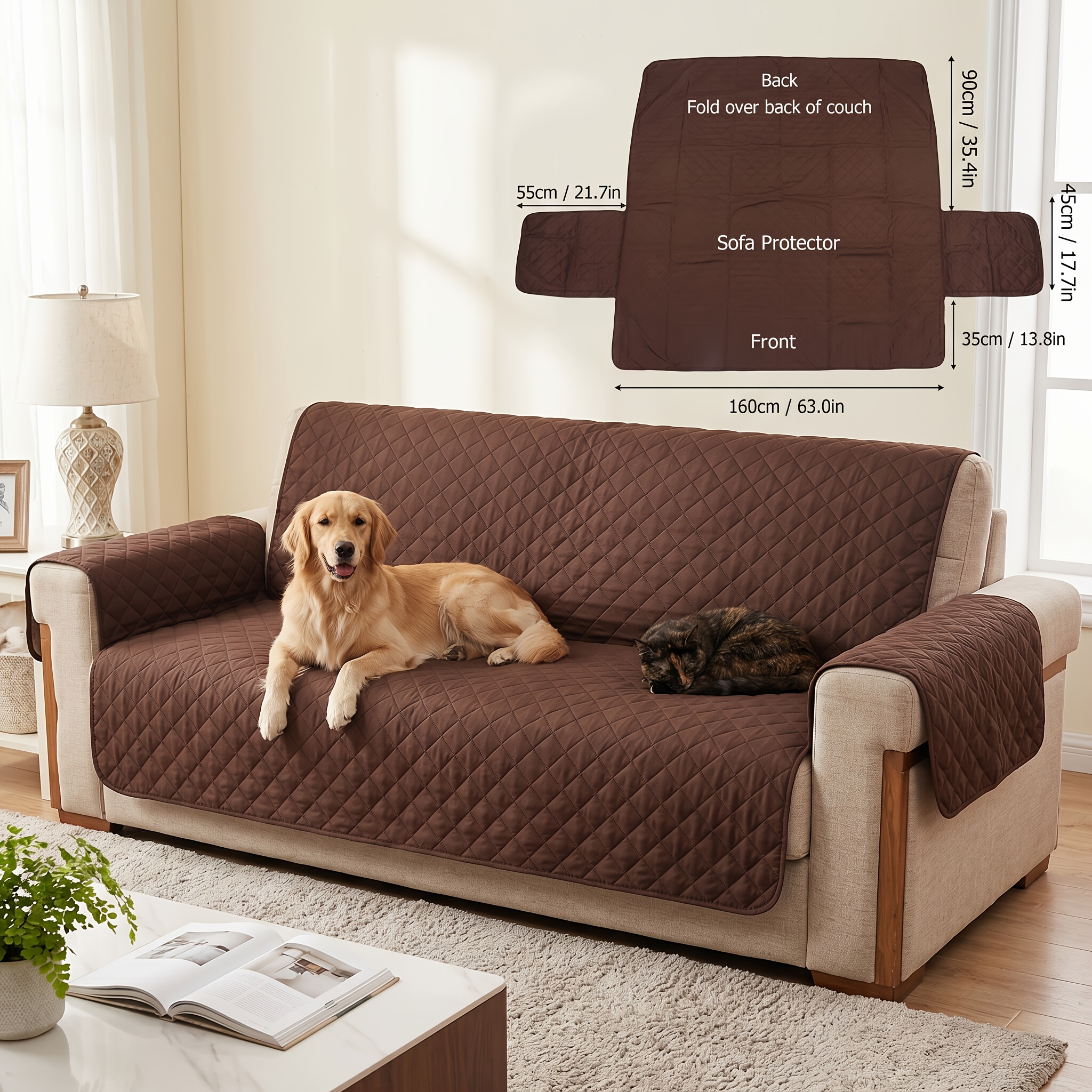 TEMU A 3-seater Sofa Cushion To And Cat Hair From Falling The Sofa. Used Laying, Protecting The Sofa From Stains And Wear