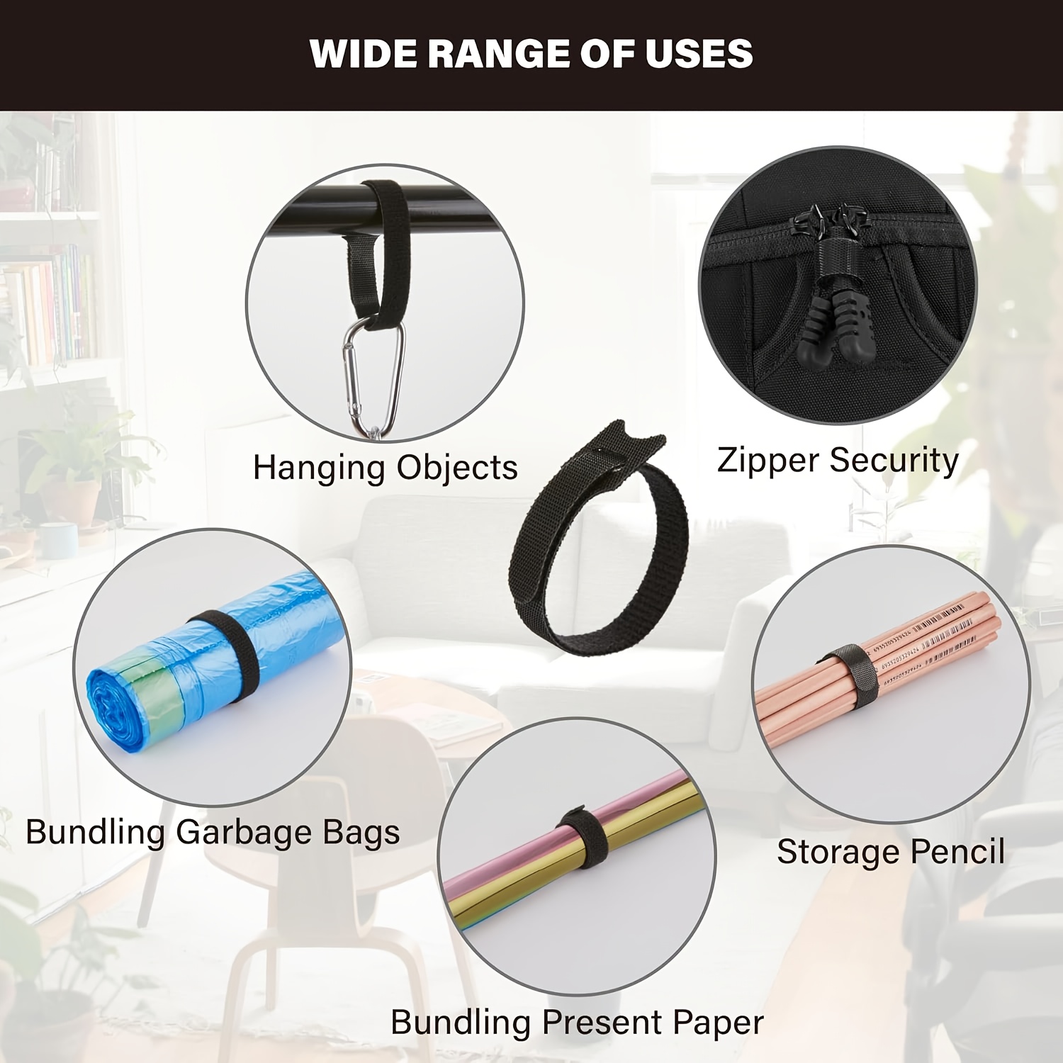 90pcs Reusable Hook and Loop Cable Management Straps