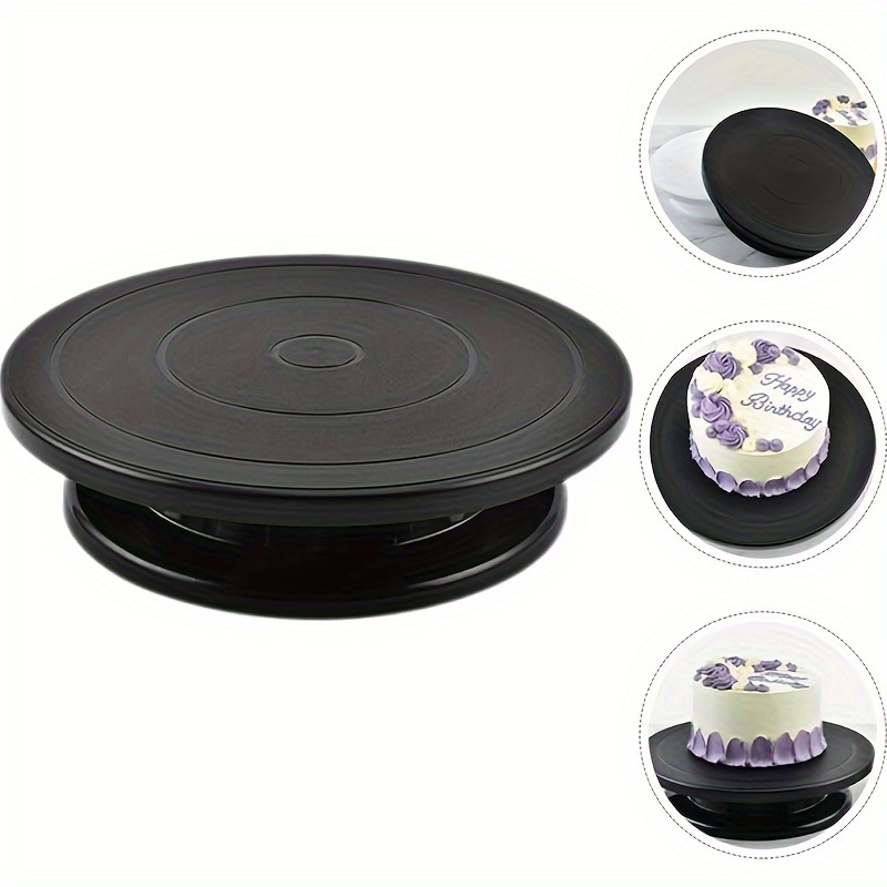 

1pc Black Rotating Cake Turntable With Engraving Wheel - Lightweight, Ideal For Spray Painting & Decorating Display Projects
