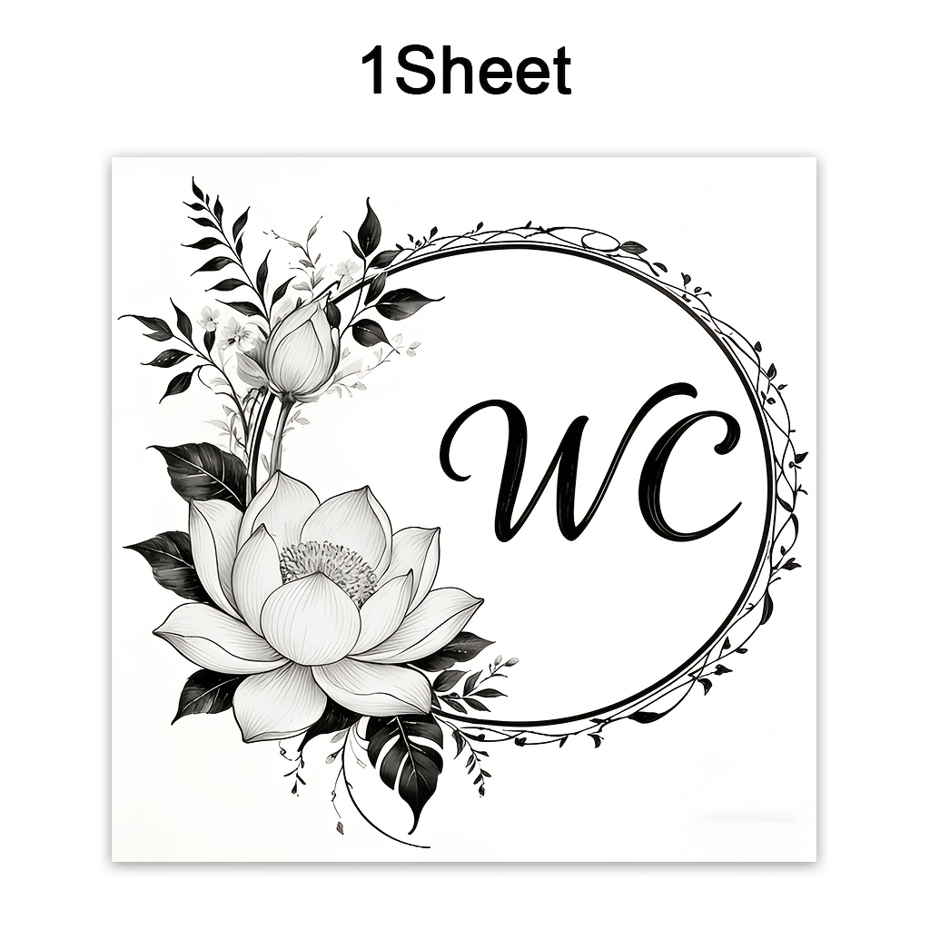 1pc Floral Pattern Toilet Door Sticker - Self-adhesive Removable Vinyl Decal, Minimalist British Style Decor For Bathroom & Wc Door, Home Bathroom Decoration
