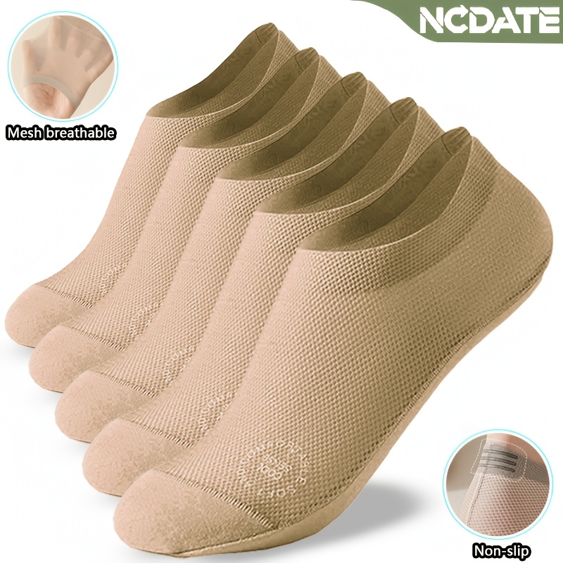 TEMU 5-pair Spring/summer Solid Color Ultra-comfortable Men's High-quality Socks - Lightweight, Breathable Mesh Fabric, Soft With Good Elasticity,