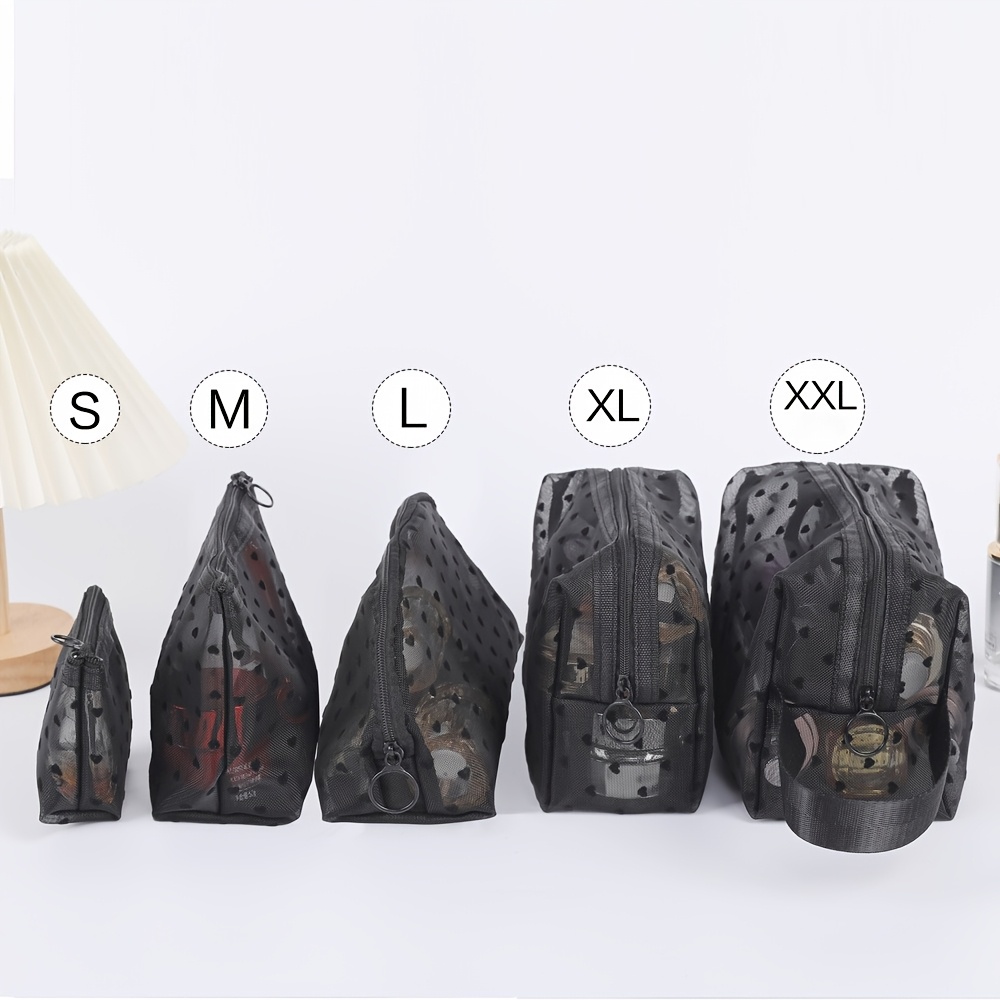 TEMU A Set Of 5 Transparent Mesh Makeup Bags, Small And Exquisite, Suitable For Storing Primer, Lipstick, Perfume, Blush, Eyeshadow, And Primer. Made