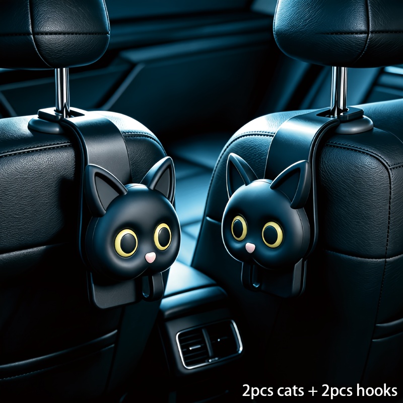 TEMU 2 piezas de almacenamiento universal para coche, ganchos para el respaldo del asiento trasero, ganchos para el reposacabezas, regalo , gato de
