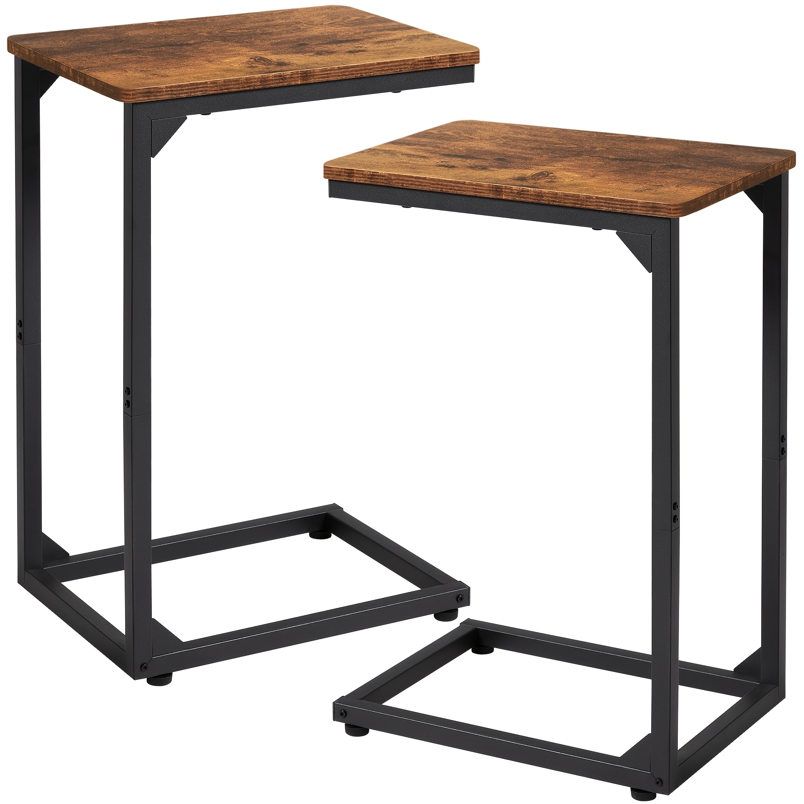 TEMU Amhancible1pcs/2pcs C Shaped Side Table, Sofa Side Table, Bedside Table, With Modern Metal Frame, Slim Bedside Table For Bedroom, Living Room,