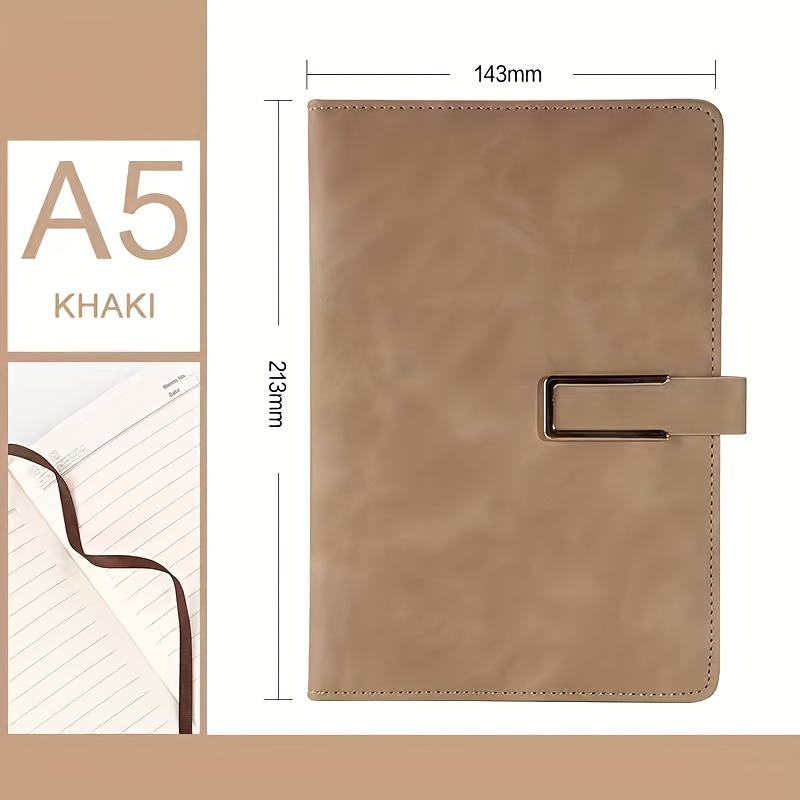 1pc A5 Leather 200 Pages Hardcover Notebook, Lined Notebook Journals With Strong Cober Stitching, 80 Gsm Thick Durable Paper For School Work Bussiness, Back To School, Easter Gift, Assorted Color