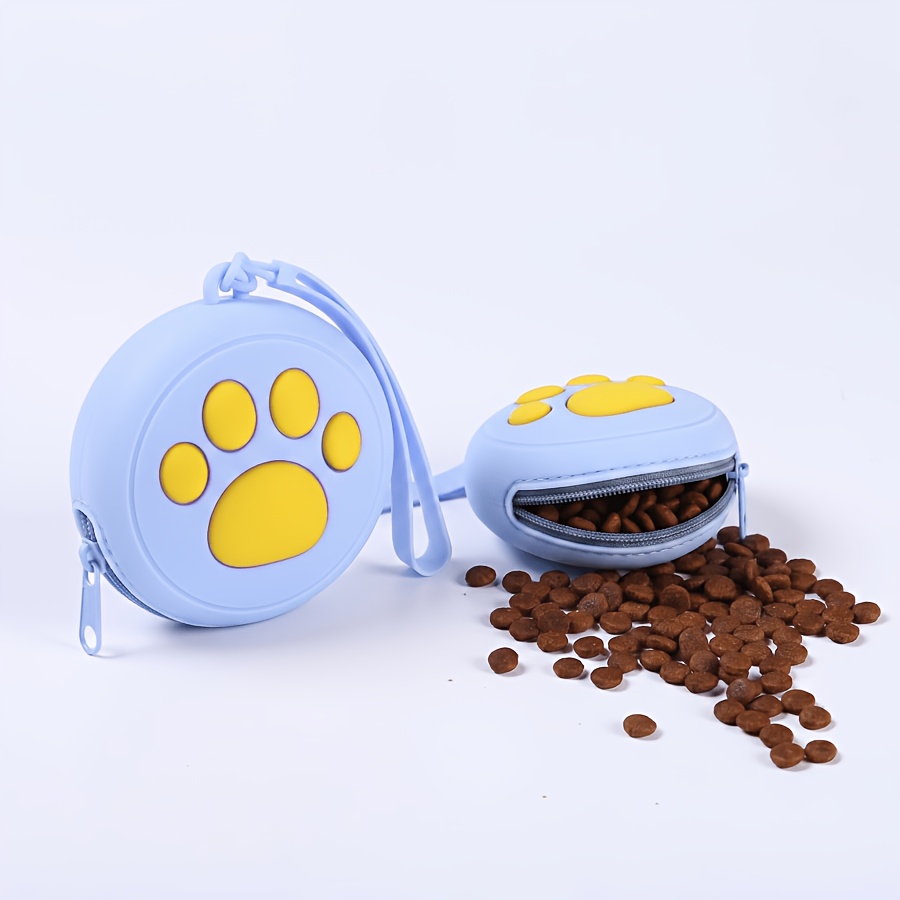 TEMU Round Cute Paw Print Pet Training Pouch, Portable Dog Treat Bag, One-handed Puppy Training Reward Pouch With Adorable Paw , Lightweight,,