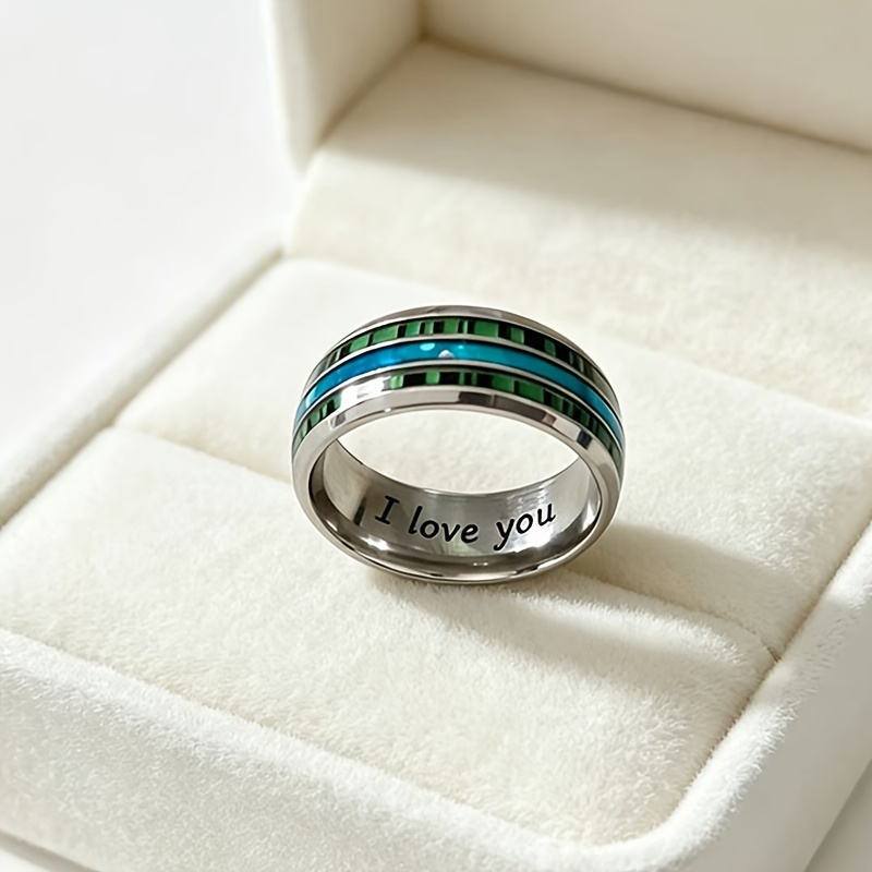 Customized Deep Sea Shell Inlaid Stainless Steel Ring — High-End Gift
