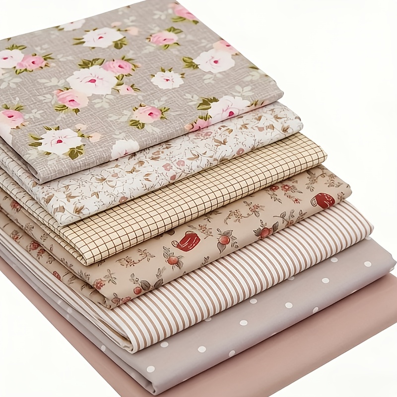 paquete de tela precortada de 7 piezas con   floral vintage (50x50cm) y tamaño pequeño  ,   de tela a  /ropa de muñeca/materiales de costura de bordado/kit de manualidades de tela de estilo nostálgico/juego de regalo  /kit de     a  