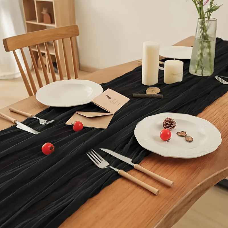 1 Pc Black And Style Table Runner, Ready For Christmas Eve, Size 88.9x304.8 Cm, Perfect For Brides, Parties, Weddings, Perfect For Christmas Table Decoration, Merry Christmas!
