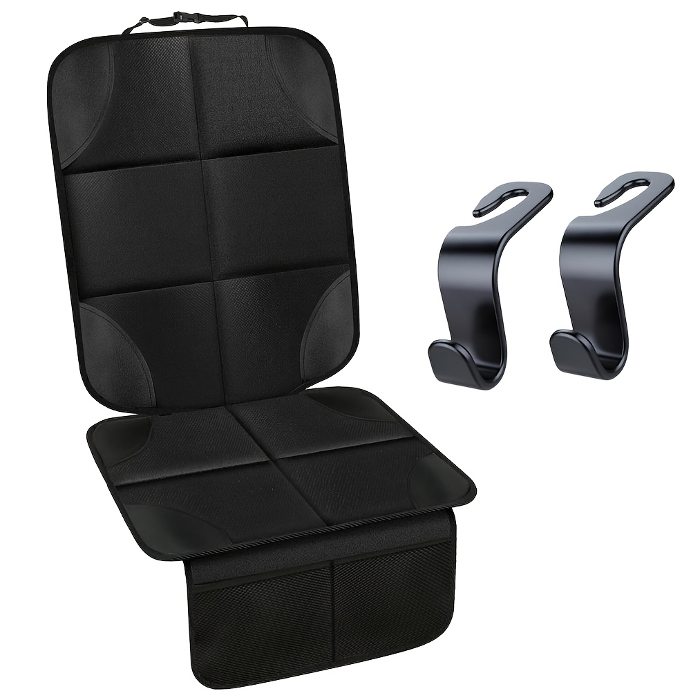 TEMU Car Seat Protector With 2 Mesh Pockets, Universal Size, Durable Car Seat Cover Featuring Thickest Padding And Non-slip Backing Bottom, Essential