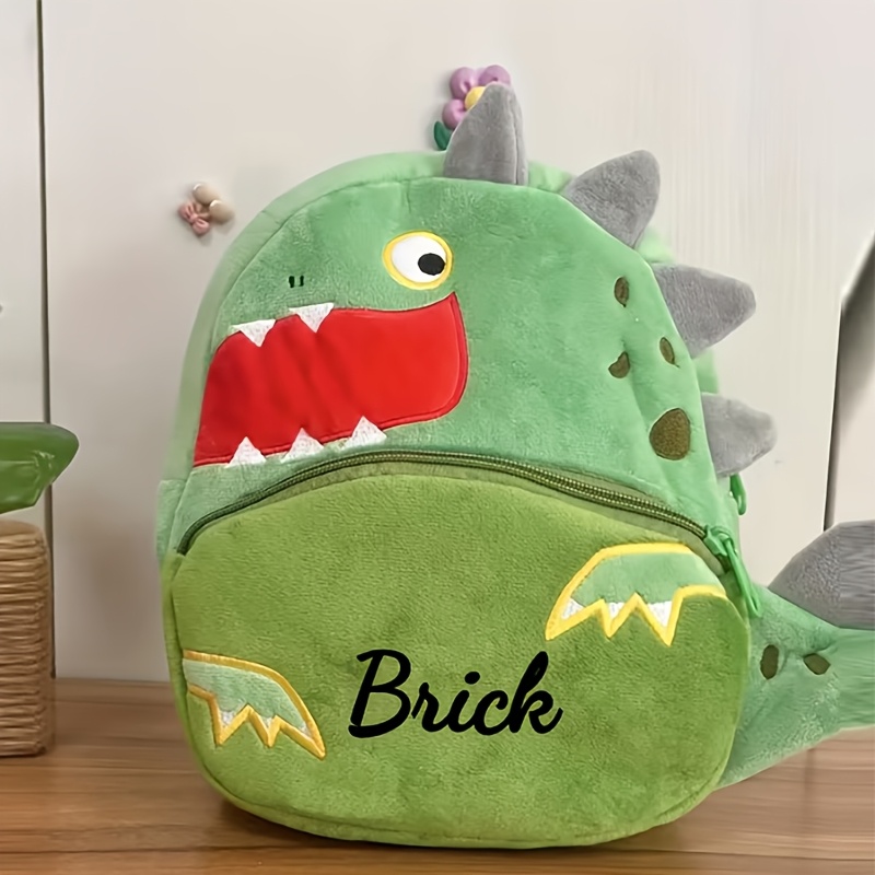 TEMU Custom Embroidered Name Dinosaur Backpack, Cute Dinosaur Themed School Bag, Unisex, Suitable For Kindergarten, Preschool, Travel, And Daycare,