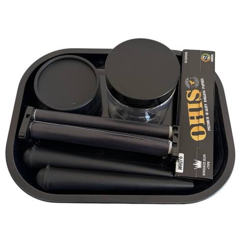 black smoking suit 7pcs set easy and practical including rolling tray 2 storage tubes storage jar rolling paper plastic grinder black rolling machine convenient home tool very suitable for party activities suitable as a birthday