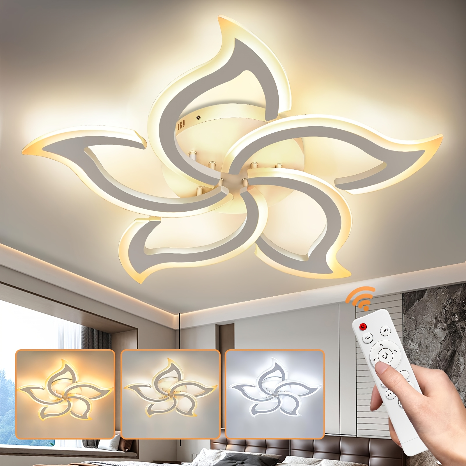 TEMU -shaped, Unconventional Ceiling Pendant Light. Adjustable Brightness And Color Temperature. 3 Color Temperatures. Acrylic . Suitable For Living
