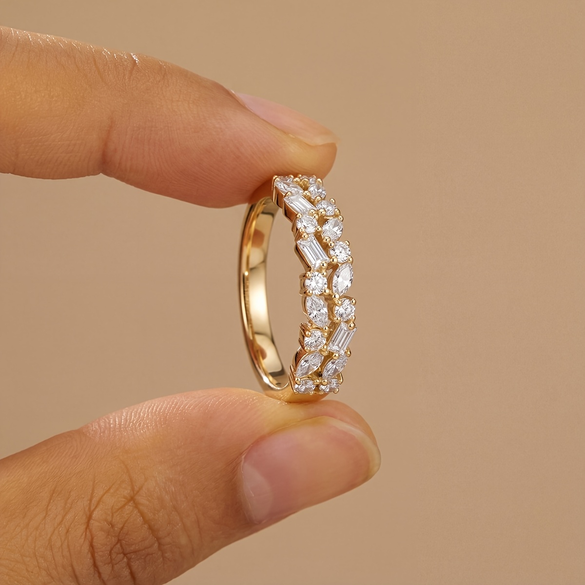 Women's Luxury Sparkling Marquise and Rectangular Engagement Ring