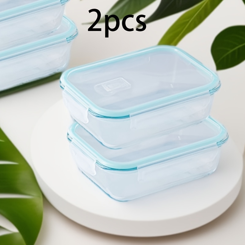 E-shop 2er Set: Transparente Glas-Isolier-Lunchbox, Obst-Frischhaltebehälter, Hochwertige Borosilikat-Rechteckige Glas-Bento-Box, Mehrkorn-Reis-