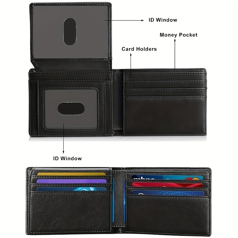 Cartera Ultrafina para Hombres con Ventana de Identificación de Bloqueo RFID - Diseño de Fibra de Carbono Elegante, Múltiples Ranuras para Tarjetas, Diseño de Cuero sintético Plegable para Uso Diario