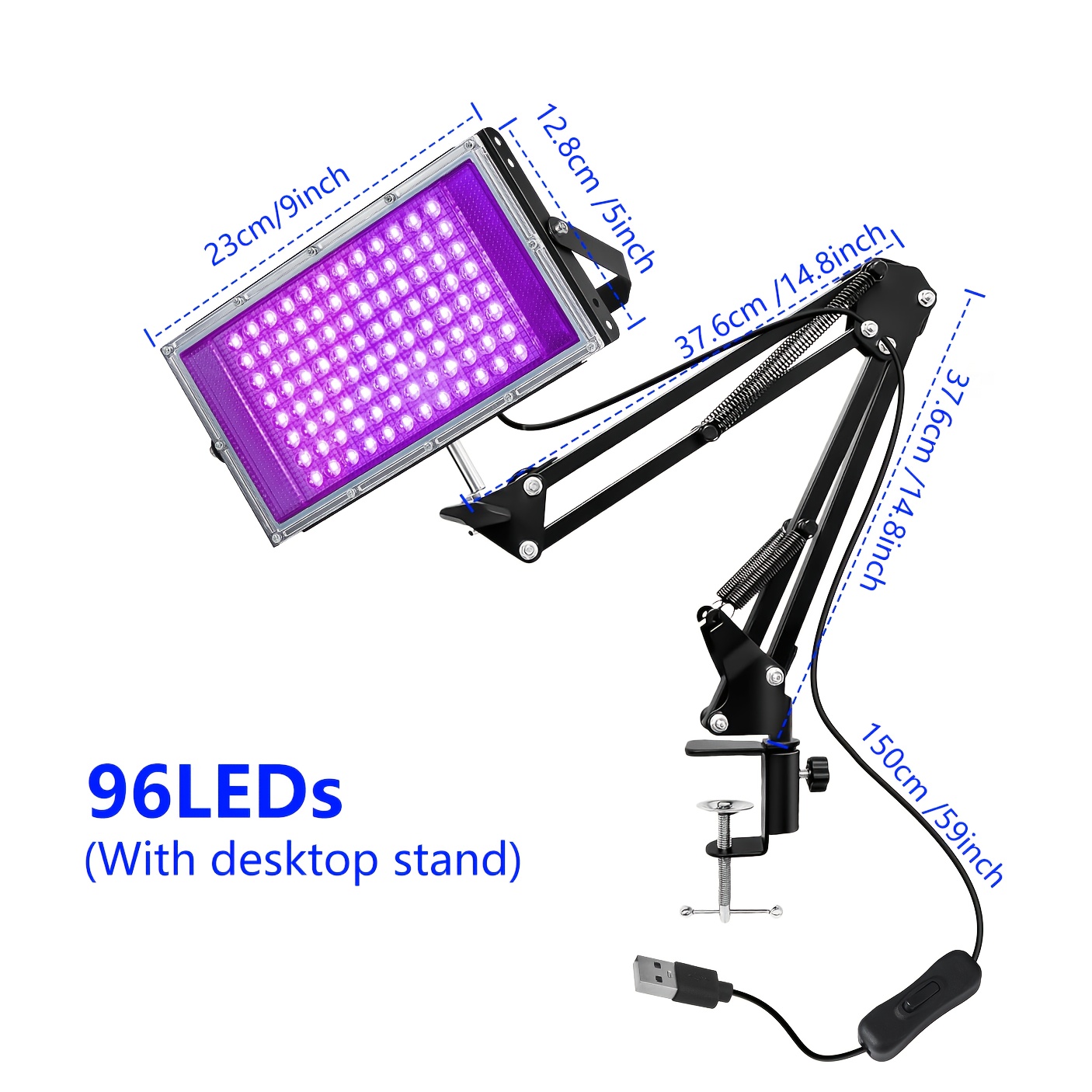 TEMU 96uv Beads Upgraded Resin Light | Large Size Portable, Quick Curing, With Desktop Stand, Adjustable Light Height/angle, Iron And Aluminum