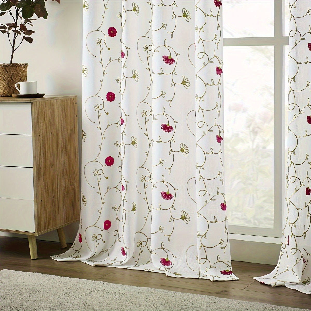 Daliena Tende Lunghe Bianche In Stile Rustico, Con