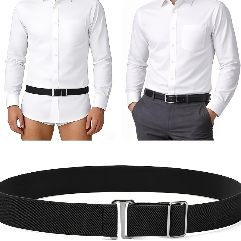 TEMU Cinturón de camisa ajustable para hombre con de cinturón elástico invisible - Cinturón de fijación adecuado para camisas de vestir, talla de