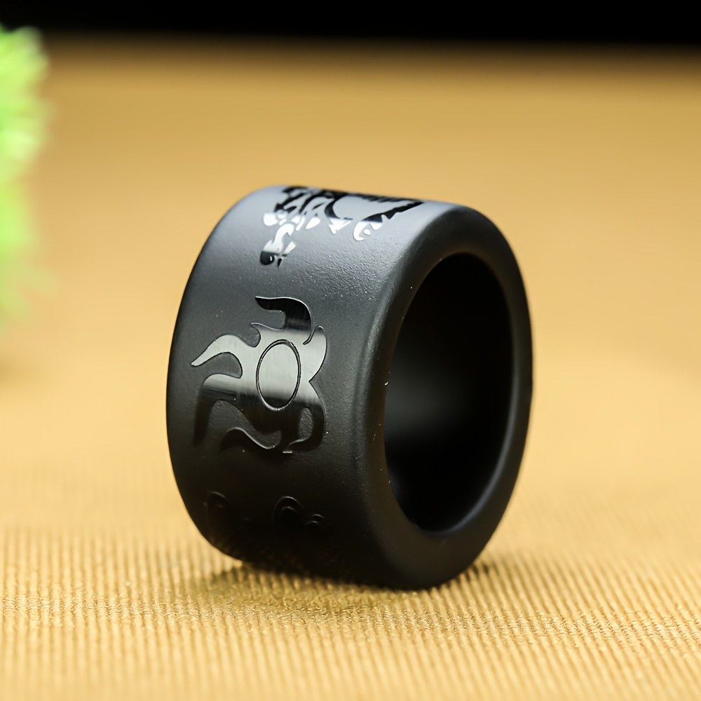 Men's Natural Obsidian Dragon Pattern Ring