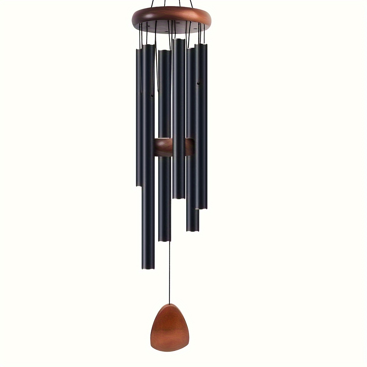 

26.8" Zen-inspired Aluminum Wind Chimes - Classic Black With Wind Guard, Perfect For Outdoor Serenity & Garden Decor, Ideal Unisex Gift