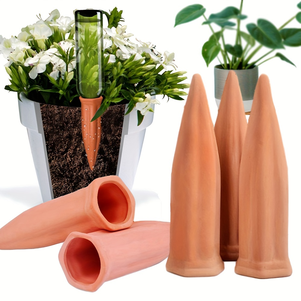 

5 Packs, Ceramic Plant Water Set Of 5 Pack Terracotta Self Watering Spikes, Bottle Plant Watering Devices For Vacation