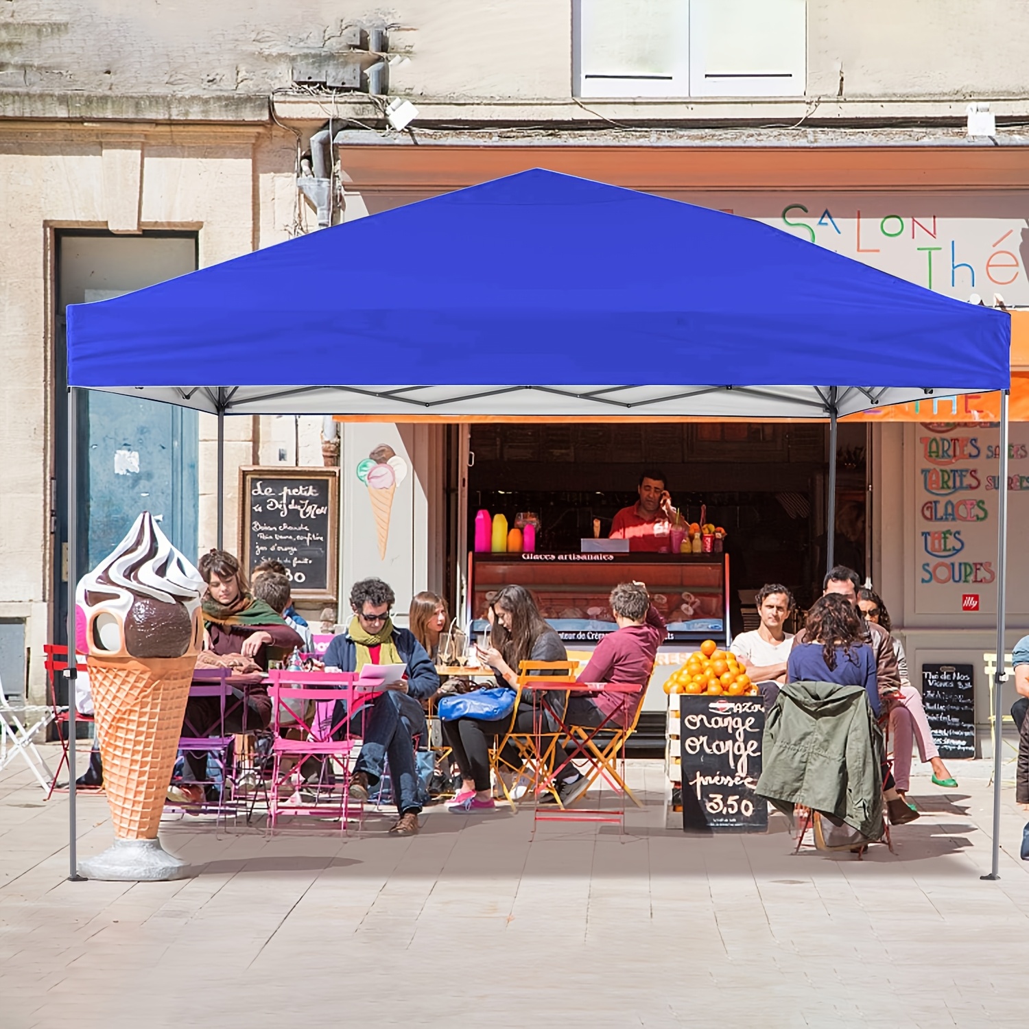 GVDV Canopy Tent, 10x10 Ft Easy Pop Up Outdoor Canopy Tent, Folding Shed, Portable Straight Leg Gazebo Instant Canopy With 4 Ropes, Outdoor Beach Sports Shelter With Carry Bag