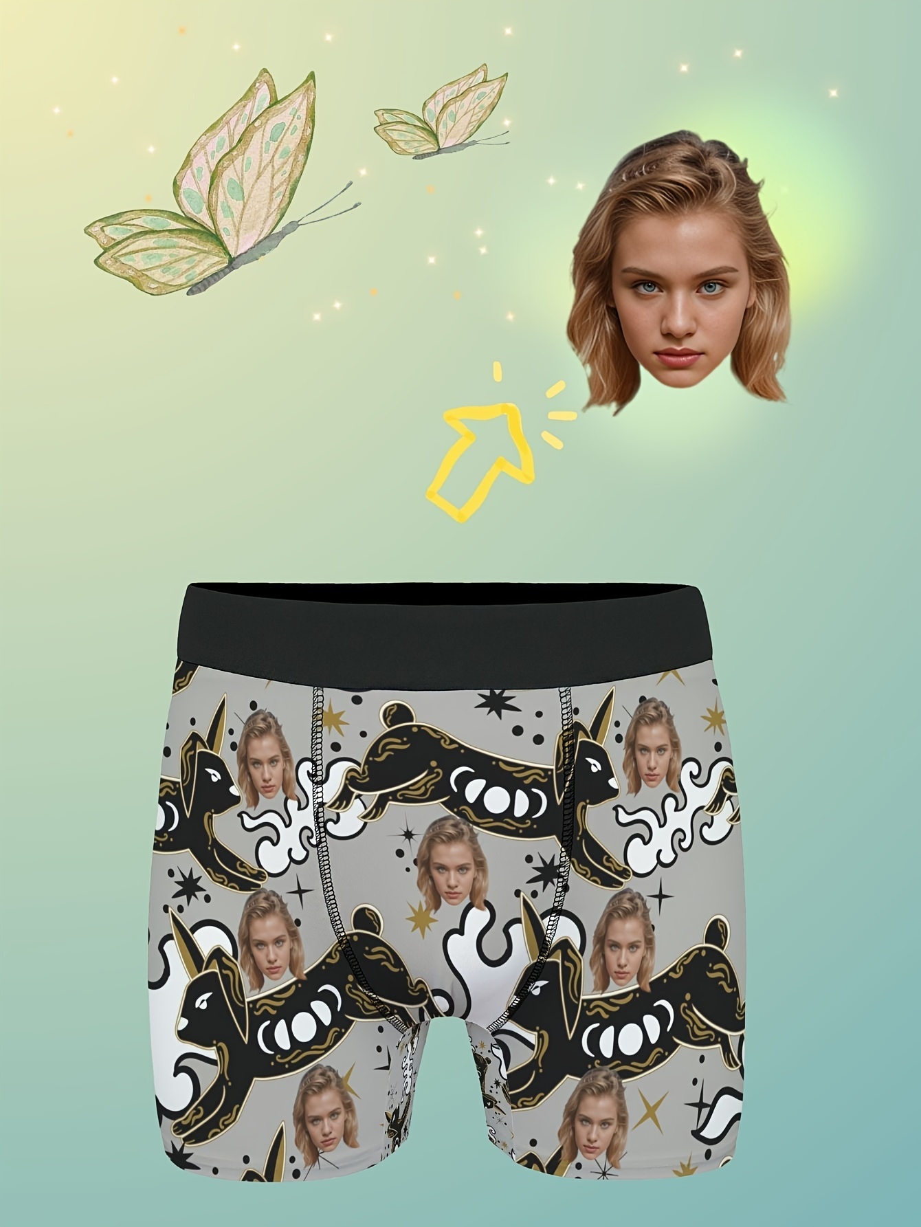 print men's fashion graphic boxer briefs shorts, thin breathable