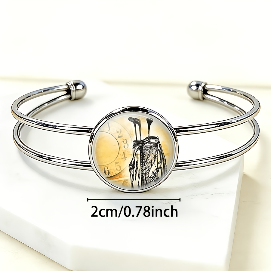 Vintage Golf-Themed Adjustable Open Bangle, Unique Gift