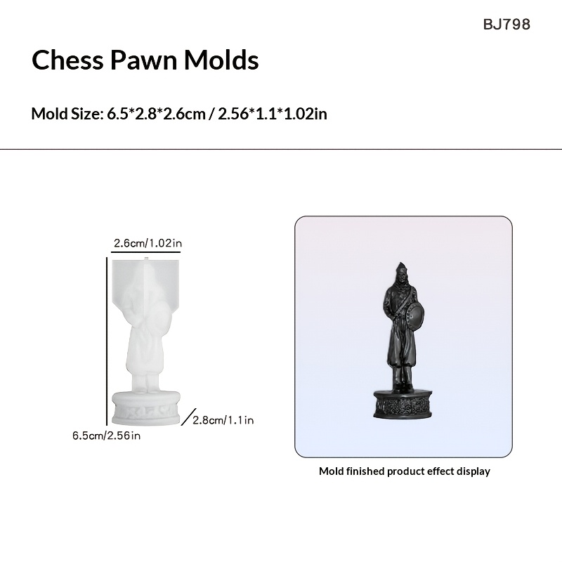 TEMU Resin Silicone Mold Epoxy Resin Chess Mold European Style 3d Chess Silicone Mold Handmade Diy 3d Chess Piece Ornament Mold