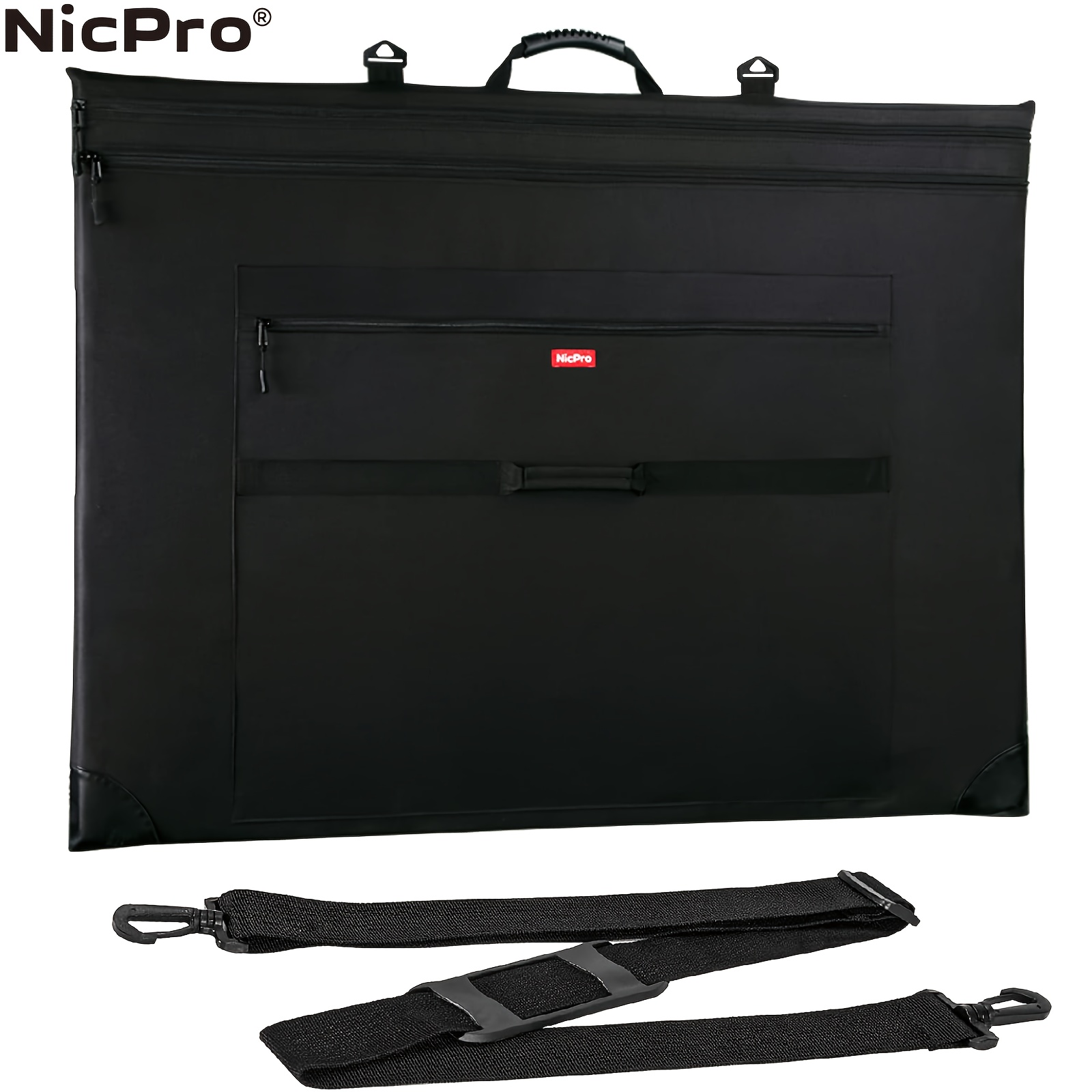 

Nicpro Light Weight Art Portfolio Bag, 32 X 42 Extra Large Art With Detachable Shoulder Strap, Leather Corners, Carrying Storage Case.