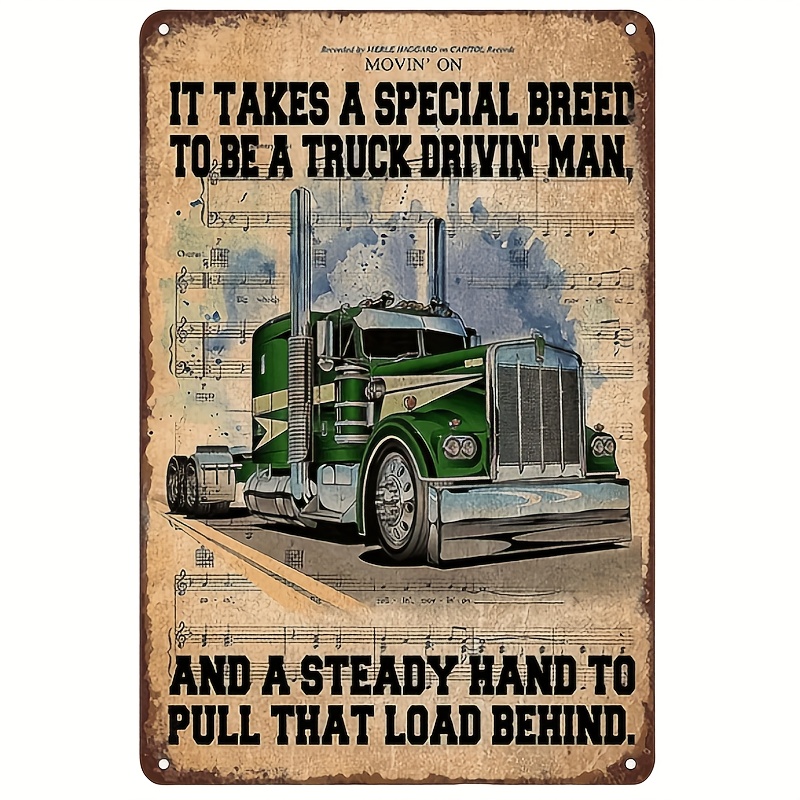 TEMU Proud Truck Driver Vintage Metal Tin Sign - Featuring Truck With A Stable Hand-pull Load, For Truck Drivers And Enthusiasts, Art Decor For ,