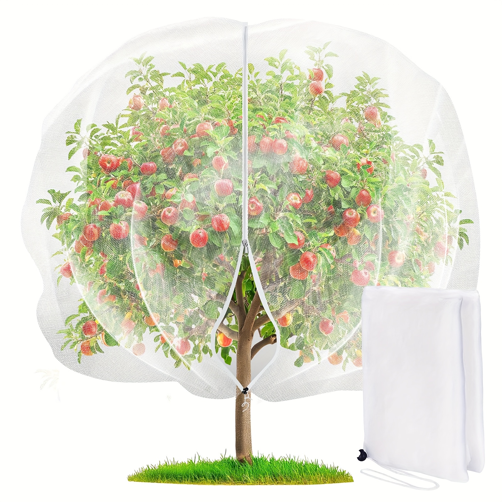 

Large Fruit Tree Netting Cover With Zipper, Garden Netting Pest Barrier Plant Tree Cover Bag Bug Bird Netting For Fruits Vegetables Tree Garden Protection Netting For Plant With Drawstring