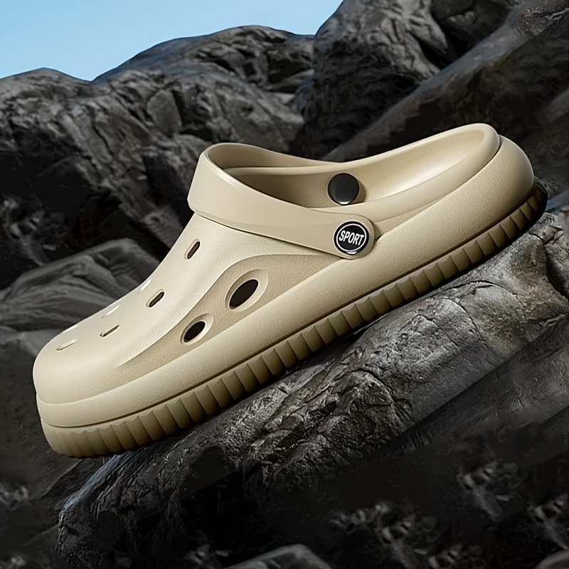 EVA Clogs, Breathable Solid Color Slip-On Sandals, Comfortable Flat Heel Beach Pool Shoes for Men and Women, Hole Shoes, Trendy