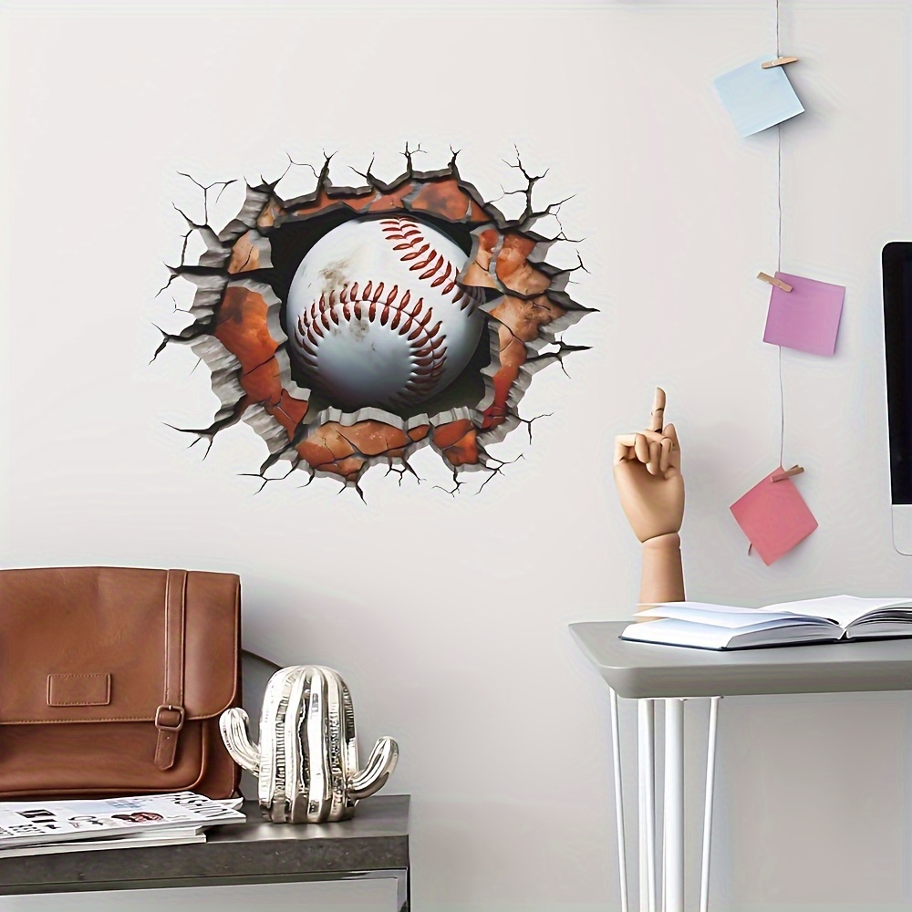 

1pc Creative Vinyl Wall Sticker, Baseball Decal, Self-adhesive Wall Sticker For Bedroom, Entryway, Living Room, Porch, Home Decoration