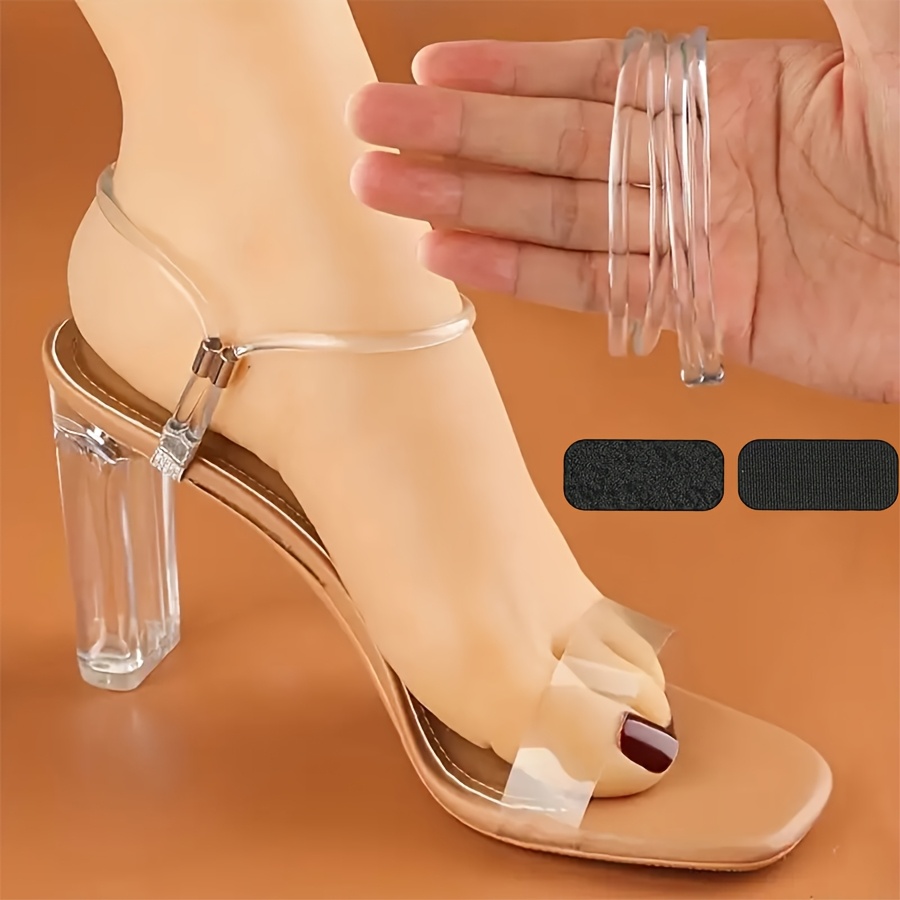 E-shop 1 Paar abnehmbare transparente Kunststoff-Fersenriemen für Damen – Verstellbare Knöchelstütze, bequeme klare Riemen für modische Sandalen High