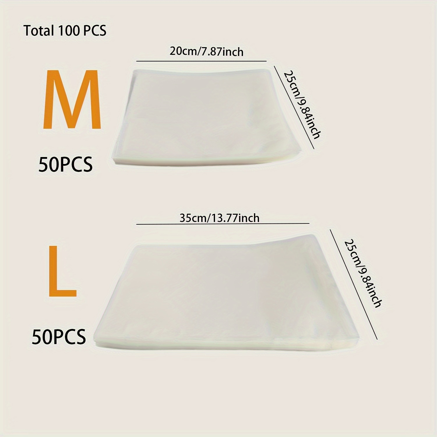 TEMU 100pcs Set, Vacuum Food Storage Bags, With 3 Sizes Of Vacuum Food Bags From, Suitable For Food Storage And Vacuum Cooking, -keeping Bags, Food