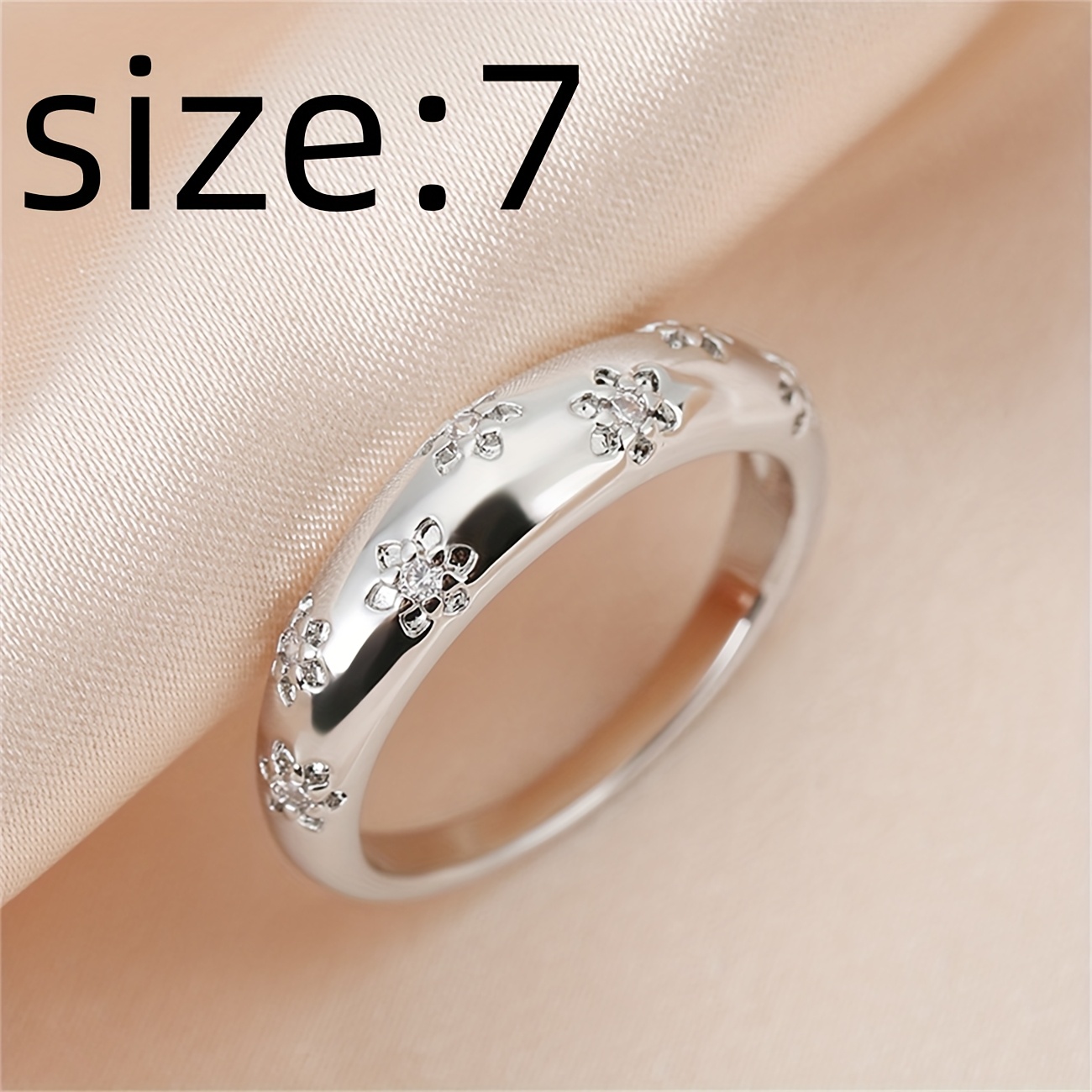 Copper Zirconia Ring - Floral Golden & Silvery Plated