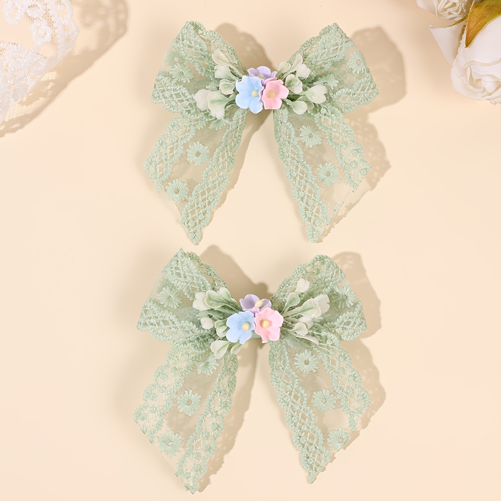 TEMU 2 stuks kanten haarstrikclips voor bloemenstrik haarspelden antislipclips perfecte haaraccessoires voor feest dagelijkse aankleding
