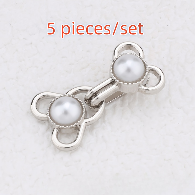 TEMU 5 Sets Metal Hook-and-loop Buttons - Anti-exposure Secure Fasteners, Elegant Golden-tone Metallic Finish For Women's Shawl Collar, Cheongsam,