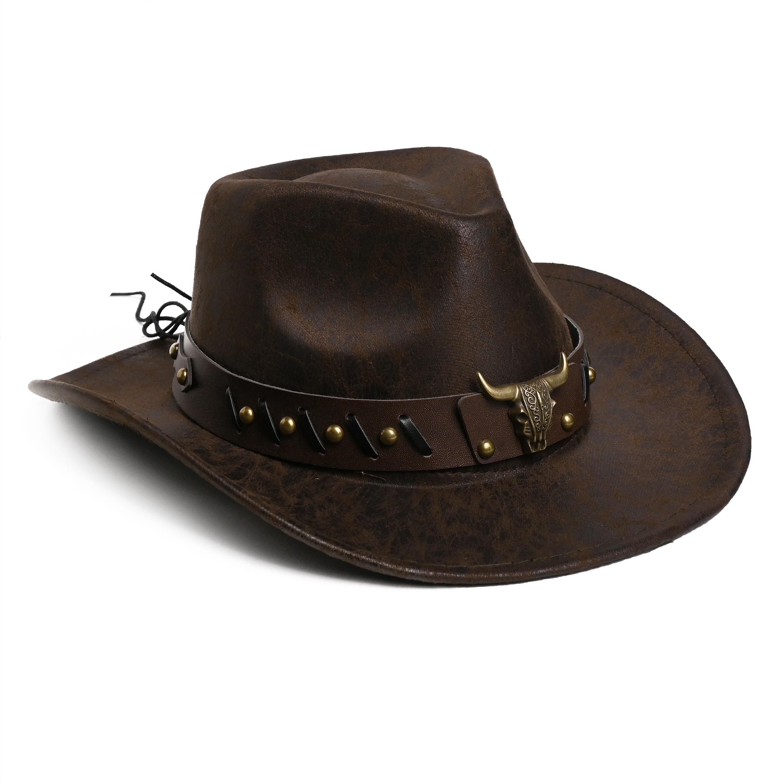 TEMU Chapeau de cowboy western vintage pour homme et femme avec tête de - Chapeau de cowboy léger adapté pour l'extérieur, , les événements western -