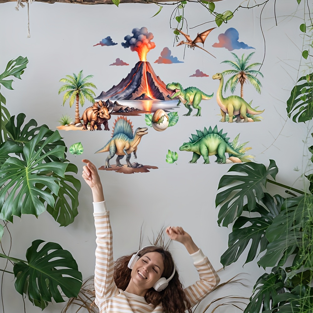 Forest Dinosaur Volcano Wall Sticker Suitable For Bedroom Living Room Sofa Background Wall Decoration