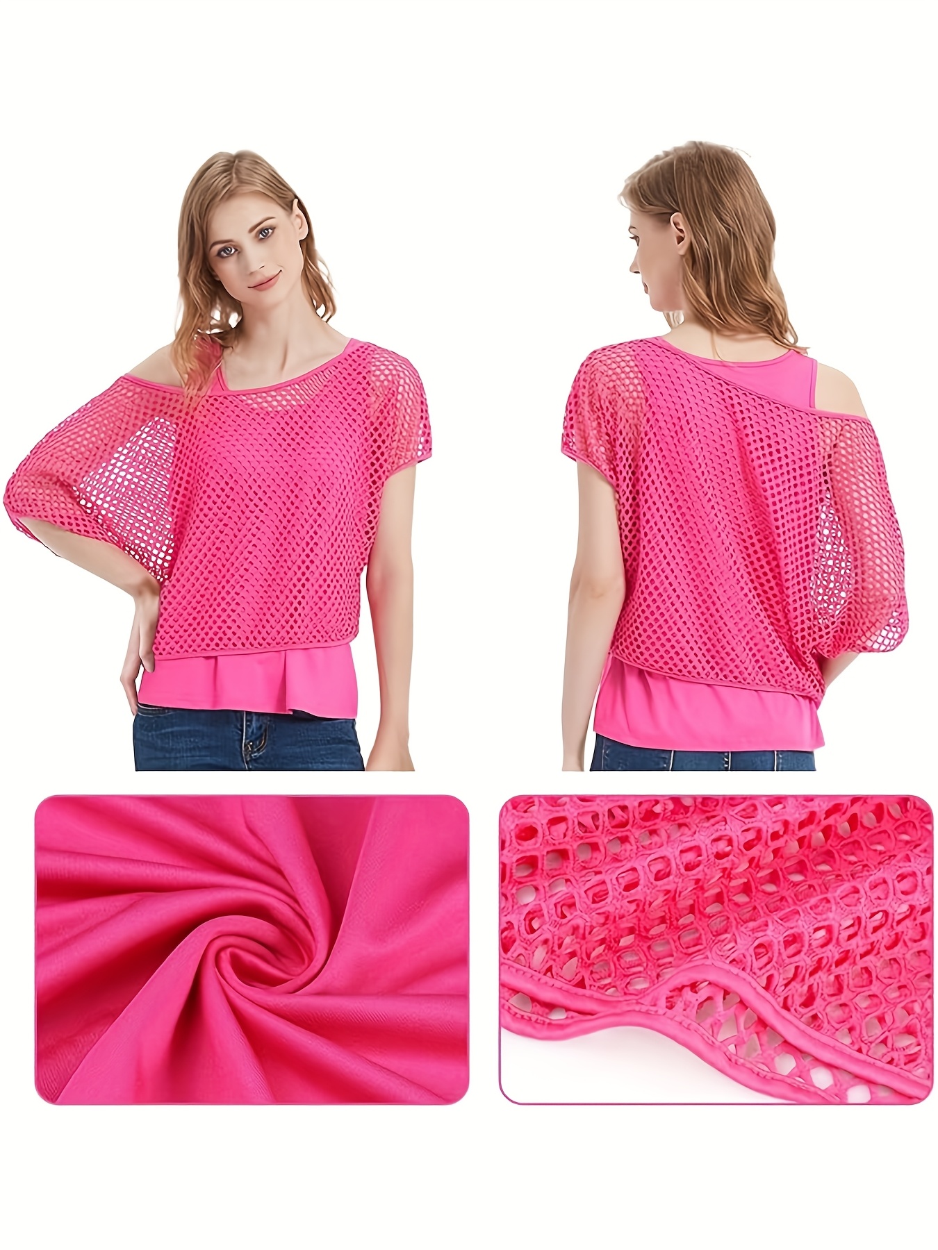 90s 80s Women'S Costume, Aerobic 80s Women'S Outfit, Featuring a Mesh Shirt, a Classic Off-Shoulder Mesh Shirt, 80s Women'S Carnival Attire, Neon 80s Accessories, And Themed Party Wear.