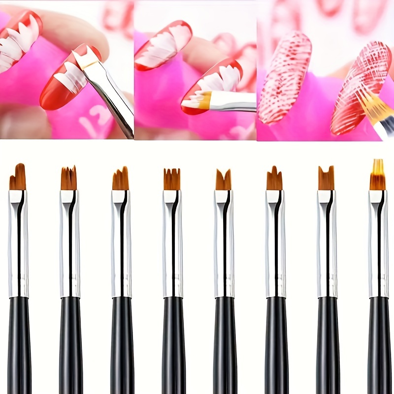 

8pcs Nail Brush Set, Design Pen Set, And Angular Nail Brushes, Painting And Shaping Tools, Nail Pen Kit, Used For Nail Detailing, From