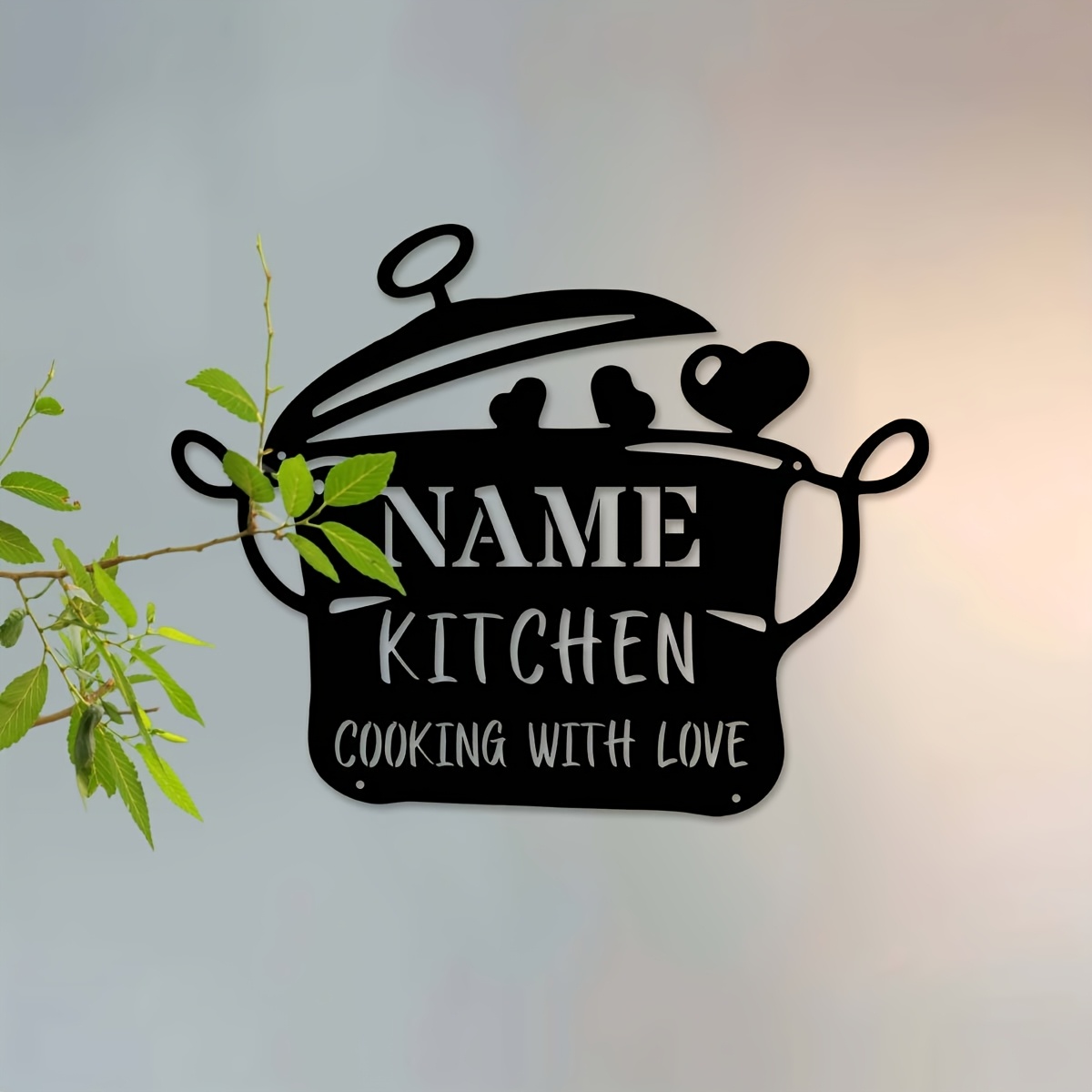 

1pc Personalized Modern Metal Wall Art - Custom Family Name Kitchen Sign With "cooking " - Indoor & Outdoor Decorative Address Plaque For Home, Living Room, Office - Wall Mount Cookware Design