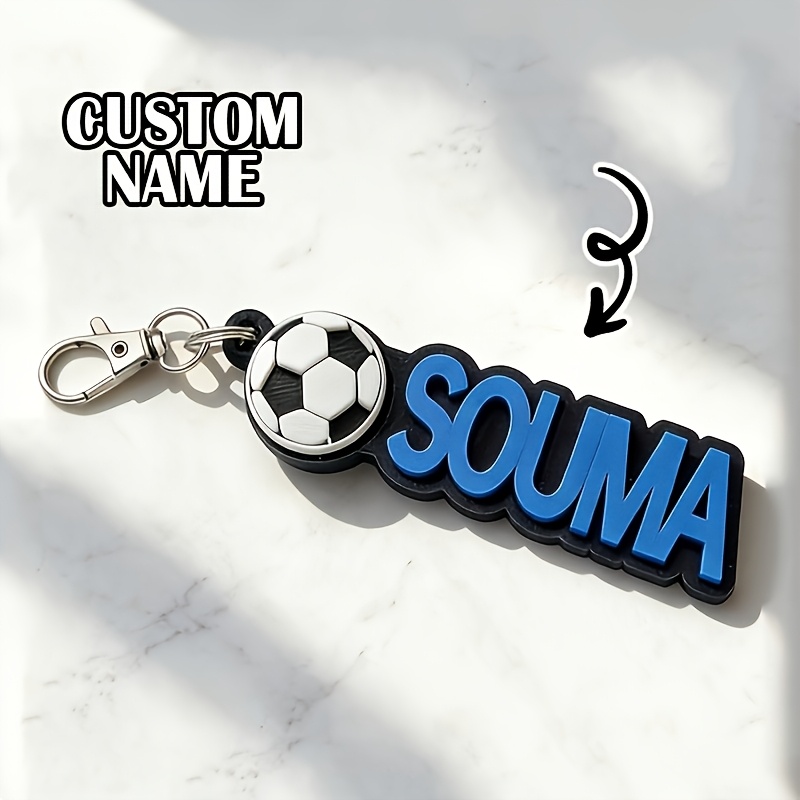 TEMU 【名入れ】サッカーネームキーホルダー – 選手向けカスタムフットボールネームタグ。新学期、クリスマス、母の日、父の日、誕生日、卒業祝いに最適なギフト