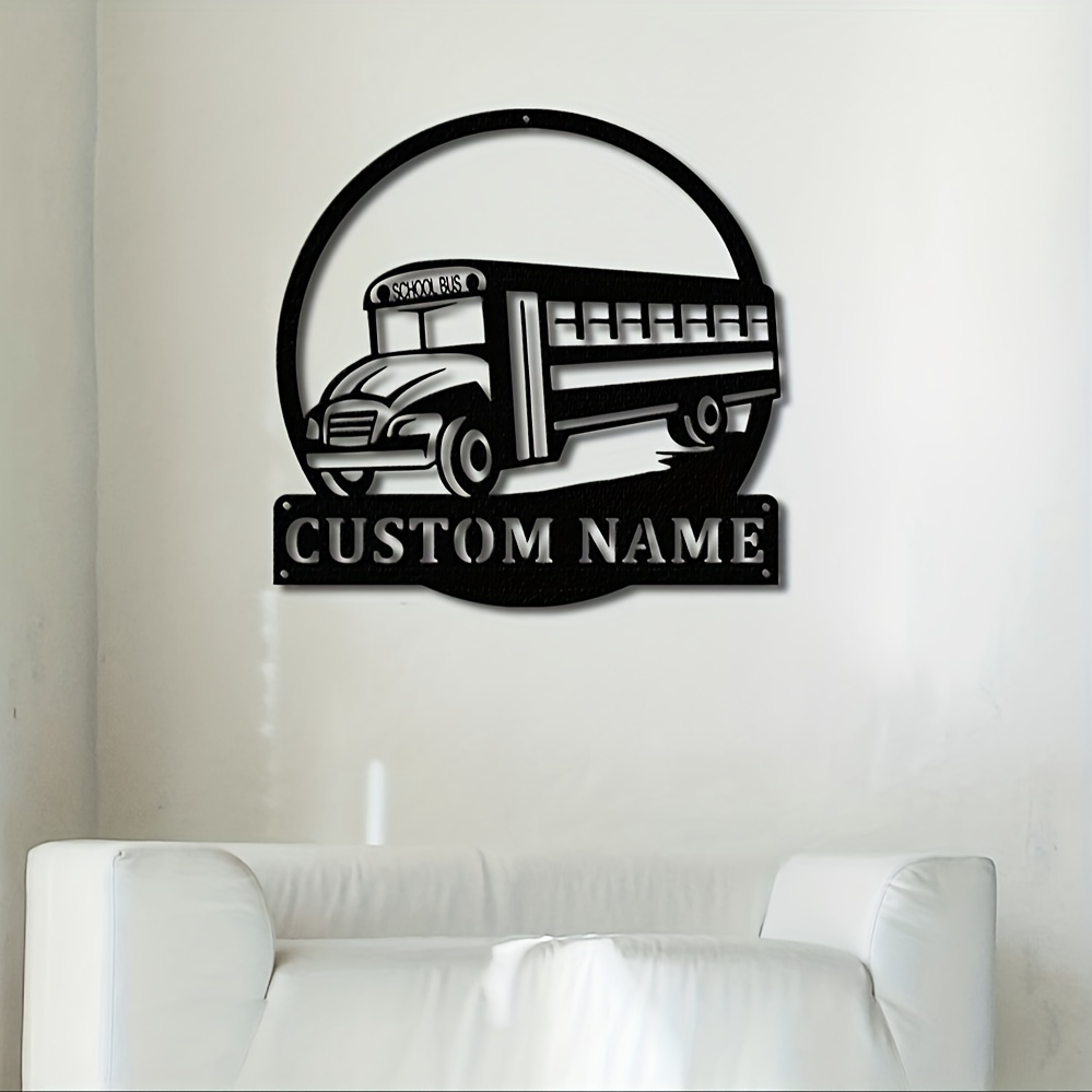 

1pc, Custom Personalized Name School Bus Metal Sign, Gift For Bus Driver, Bus Driver Metal Wall Decor, School Bus Wall Hanging