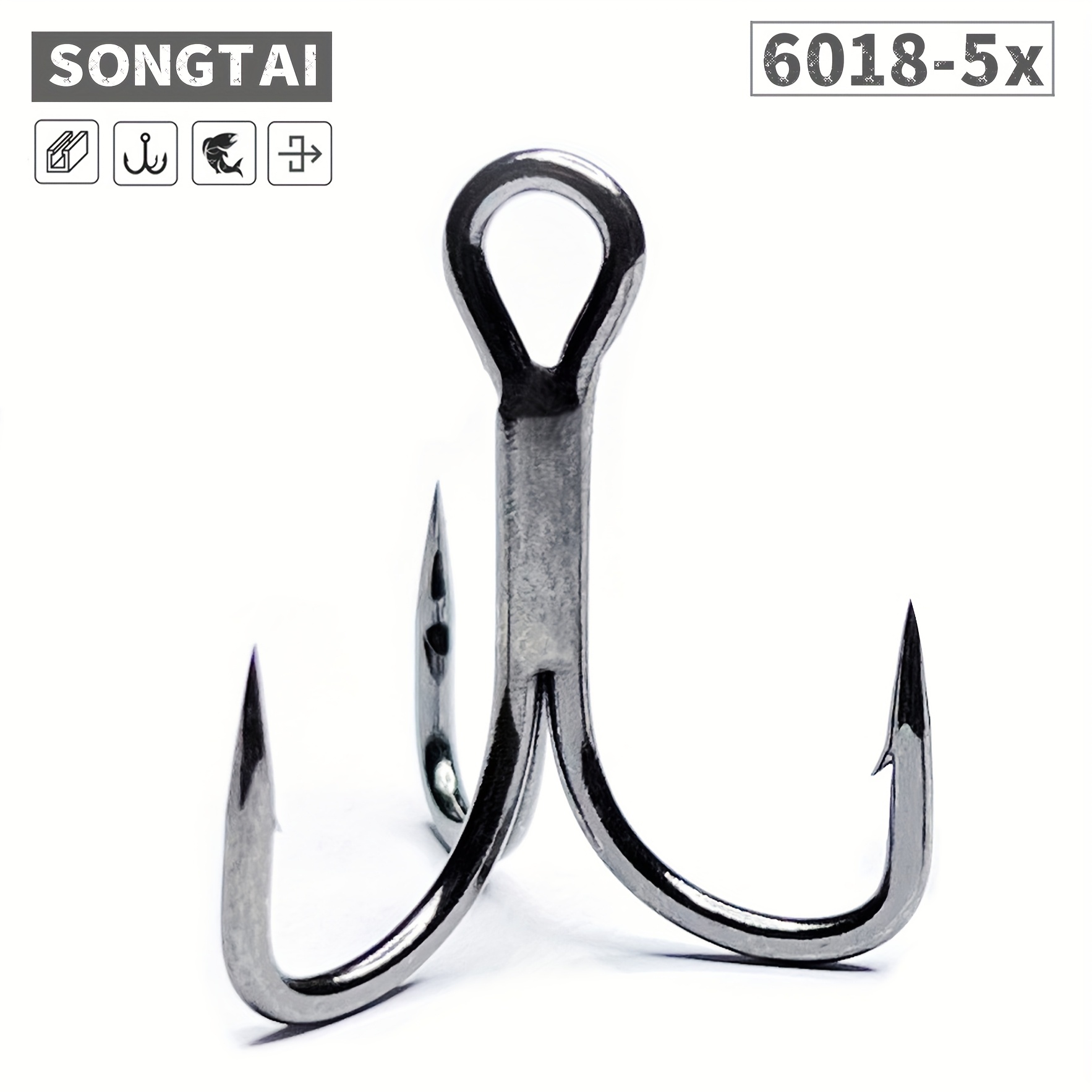3 pronged fishing hook Red and Silver Carbon Steel 3-Prong Treble Hooks (20 Hooks) which is high hardness Large Stainless Steel Grappling Hook