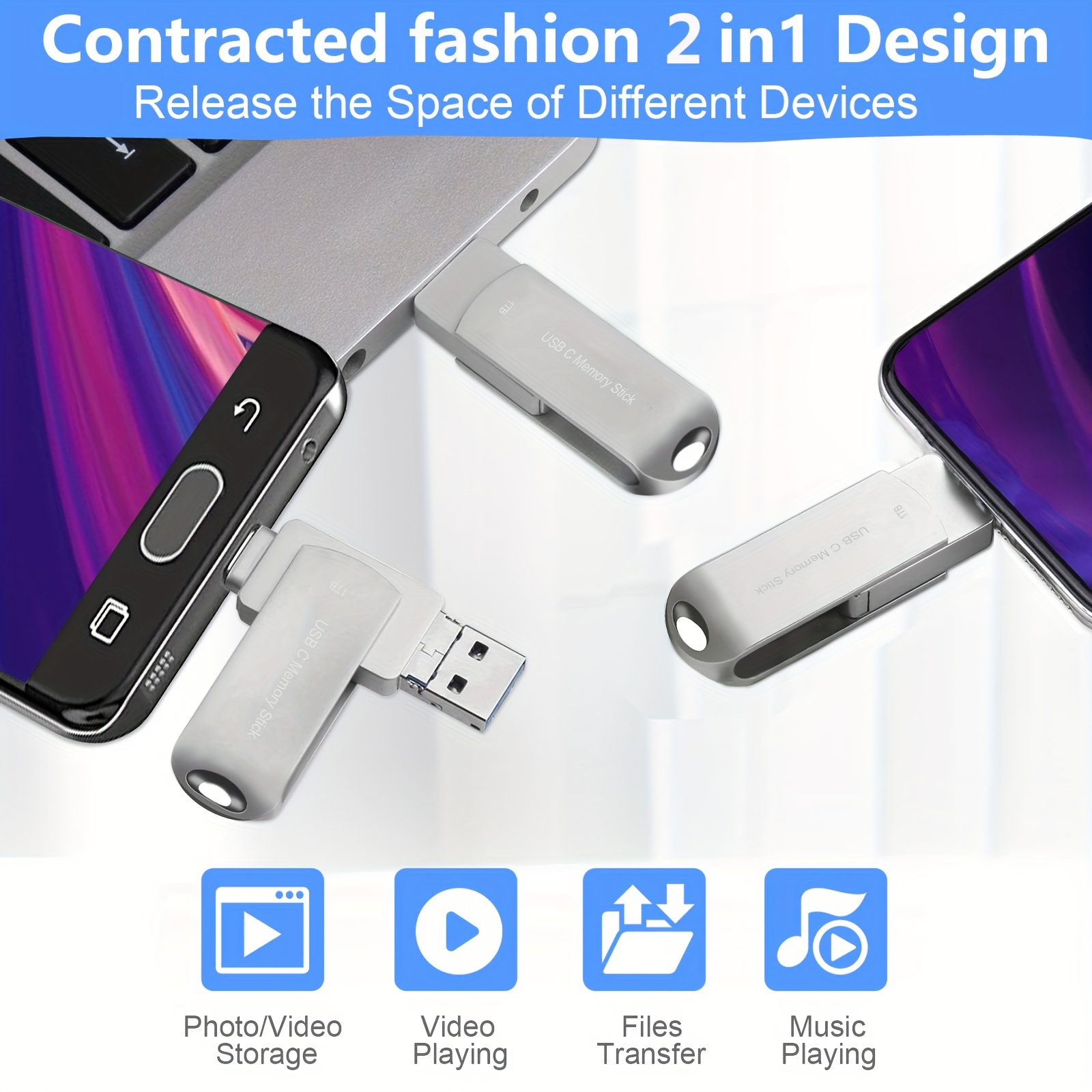 

Usb C Flash Drive 1tb Memory Stick Android Phone Photo Stick Dual Usb Thumb Drive External Storage Richwell For Android Phone Pad Pro Usb C Book Pro Air Computer Silver-dxz 1tb